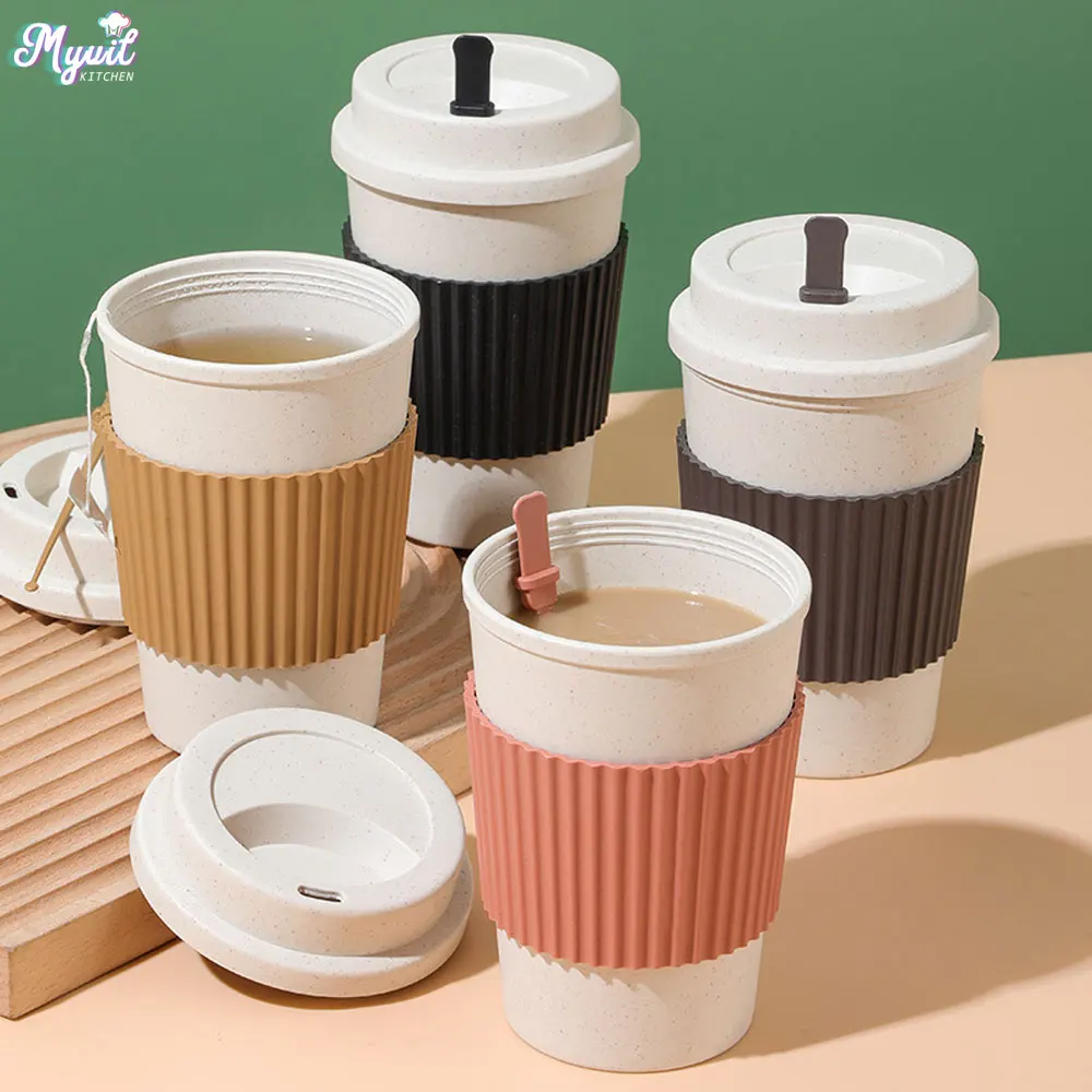 Xbloom Coffee Tea - 450 ml Kaffeetassen mit Deckel Weizenstroh